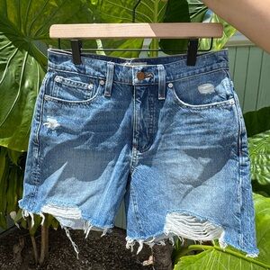 Madewell Distressed Blue Denim Shorts